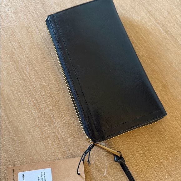 Margot Black Leather Zippered Pouch-NEW with tags - Picture 5 of 5